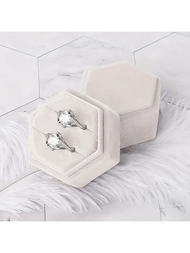 1pc Velvet Ring Box, Hexagon Velvet Ring Box Display Case, 4.7cm/1.85 Inch * 4.5cm/1.78 Inch Jewelry