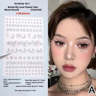 3d Butterfly Love Flower Aurora Butterfly Children's Stickers Star Face Eyebrow Stickers Face H8r2