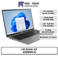 Ultralight LG Gram 15 1120g | i5-1135G7 | 16GB RAM | 512GB SSD | 15.6 FHD Display | Win 11 Home |