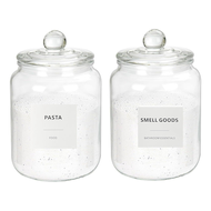 【AiBi Home】-2Pcs Half Gallon Glass Jars Set Kit with Airtight Lids for Laundry Detergent, , Flour, (67 Oz), 24 Labels
