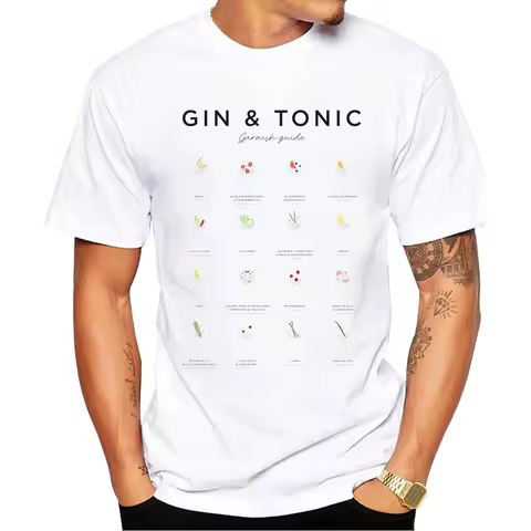 TEEHUB Fashion Food Men T-Shirt Hipster Gin and Tonic Printed t shirts Short Sleeve Tshirts Funny Te