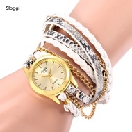 Sloggi Fashion Female Quartz Watch Concise Style Weave Leather Band Bracelet Wristwatch