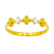 Happy Jewelry แหวนดอกไม้สลับเพชร น่ารักๆๆ ทองแท้ 9k 37.5% เพชรเกสร ME662