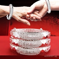 Pure Silver with the Character 'Fu'9999Authentic Silver Bracelet for Middle-aged and Elderly Women, 