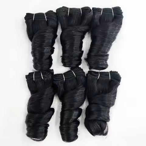 Bouncy Curly Bundles Indian Remy Human Hair Extensions 6Pcs/Lot Nature Black Short Double Drawn Huma