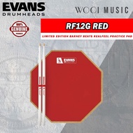 Evans RF12G RED Limited Edition Barney Beats RealFeel Practice Pad / Drum Pad 12" FREE RB5A Drumstic