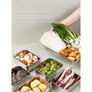 收納盒保鮮冷凍層凍肉類冰箱收納水果格不銹鋼置物盒可洗碗機方形