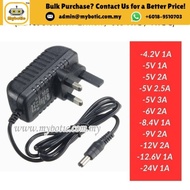 UK Plug AC to DC 2.1*5.5mm Adapter 4.2V1A 5V2A 5V2.5A 5V3A 6V2A 8.4V1A 9V2A 12V2A 12.6V1A  24V1A