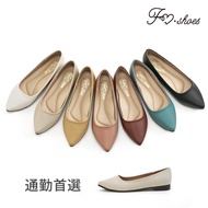 FM SHOES Plain Pointed Toe Low Heel Bag Commuter Heels For Women