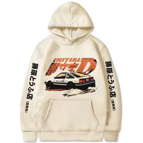 The original Gothic cartoon animation D hoodie print AE86 is an interesting Harajuku manga street st
