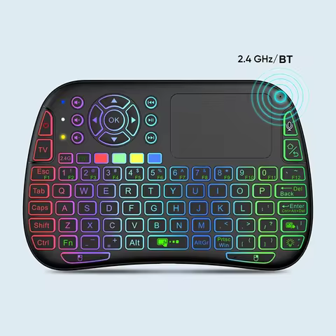 Backlit Mini Keyboard,2.4GHz Wireless Mini Handheld Smart TV Remote Bluetooth Keyboard with Touchpad