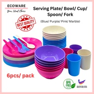 ECOWARE 6pcs 9" Serving Plate/ PP Plate/ Kenduri Plate/ PP Bowl/ 6" Serving Bowl/ PP Cup/ Plastik Cu