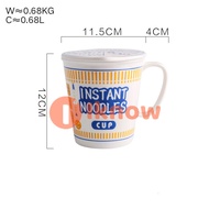 I know Ceramic Noodle Bowl with Lid Japanese Style Student Office Bento Box Cup Lunch Bowls Mug Inst