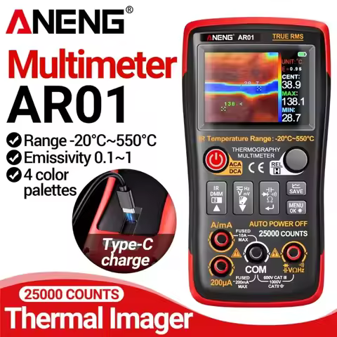 ANENG AR01 Thermal Imaging Multimeters USB Type-c Charge 1000V 25000 Counts Tester 250MOhm Multimetr