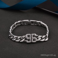 96Simple Wholesale Creative S925Silver Number Bracelet Leather Buckle Bracelet Pure Silver Thai Silv