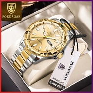 - POEDAGAR Gold Watch For Men Waterproof Original Relo Business Luminous Mens Watches Stainless Stee