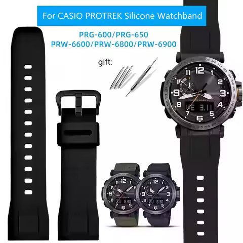 Rubber Watch Band for Casio PROTREK Series PRG-600YB PRG-650 PRW-6600 GA2000 Silicone Strap Waterpro