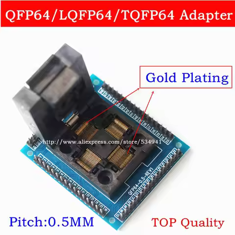Top quality QFP64 TQFP64 LQFP64 adapter IC test socket Pitch 0.5m chip programmer STM32 cs42516-cqz 