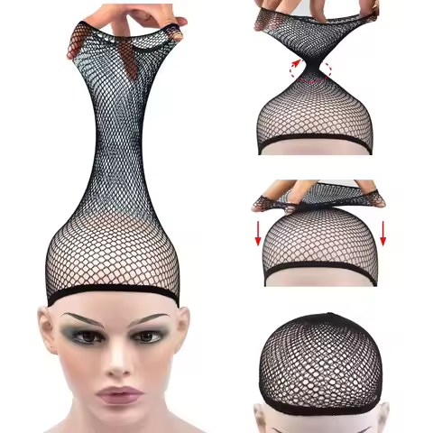 Mesh Wig Cap Stretchable Elastic Black Hair Net Stretch Open Ended Fishnet Wig Net Breathable Mesh C