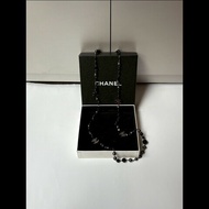 Chanel 黑銀串珠雙C長項鍊