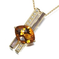 TASAKI K18 18K 750 yellow gold natural citrine diamond shell pendant necklace