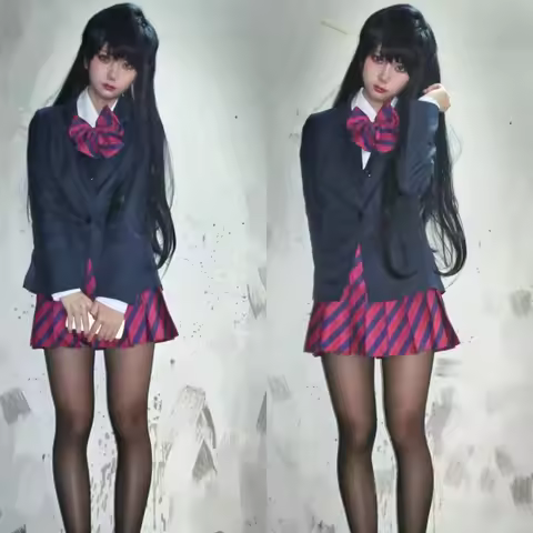 Halloween Anime Komi Can't Communicate Shouko Komi Cosplay Costume Shirt Tie Short Skirt Wig Set Hig