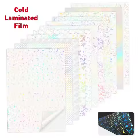 10 Sheets Cold Lamination Film A4 Paper Holographic Film Transparent Cold Lamination Paper Sticker W