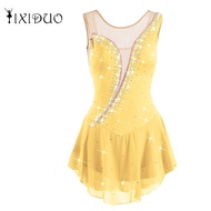 Figure Skating Dress Women's Girls' Ice Skating Dress Asymmetric Hem Mesh Spandex Elastane High Elas