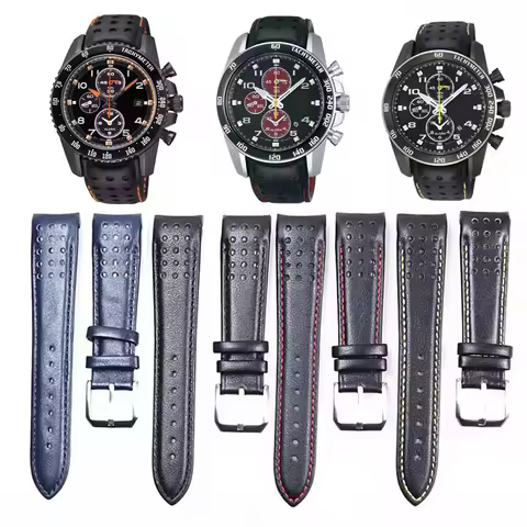 21mm Breathable Leather Watchband for Seiko Watch Strap Sportura Series Barcelona SNAE SNP SRG SUN S