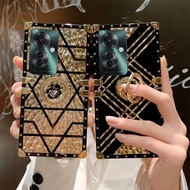 Cases OPPO Reno 11F Case For OPPO Reno11F Reno11 F F11Reno 5G CPH2603 Phone Casing 11F Reno Back Cover 11Pro Cases Soft TPU Bling Ring Stand Holder Bracket Shockproof Grid Pattern