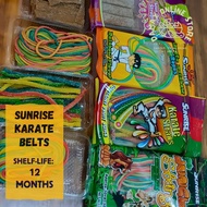 Sunrise Karate Belts Gummy Candy Snacks in Rainbow, Strawberry, Jungle Strings, and Sour Cola