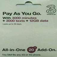 歐洲多國 數據卡 30日 4G/3G 12GB 歐洲 上網卡 + 3000分鐘英國通話 SIM CARD