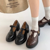 A564-Freeters Large T-Stitched Thick-Soled Leather Heel Sole Height 7.6cm