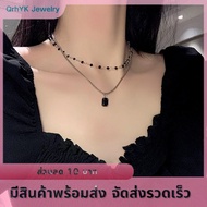 YIDAO🌸 Women Choker Necklace Double Layer Beads Necklace Gift for Friend Silver Color Geometric Neck