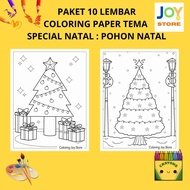 10-Sheet Package (Full Contents) SPECIAL Christmas Theme Coloring Drawing Paper: Christmas Tree Chur