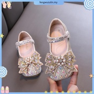 Spring Autumn Girl Princess Shoes Rhinestone Bow Tie Kids Leather Shoe Fashion Causal Sequins Childr