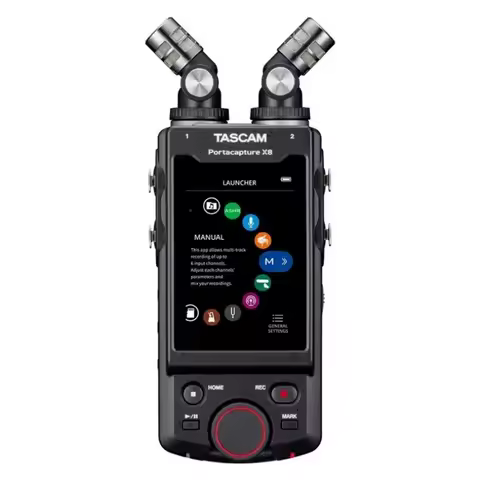 TASCAM X8 high-res Multi-track Handheld Recorder with new Launcher system,3.5-inch color touch panel