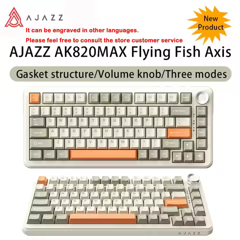 NEW AJAZZ AK820 MAX Tri-mode Retro Edition Mechanical Keyboard 75% Full-key Hot Swapping Gasket Stru