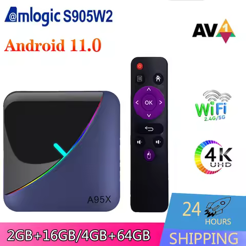 A95X F3 air II RGB Light TV Box AV1 4K UHD 60fps S905W2 Quad Core Android 11.0 BT5.0 2.4G/5G WiFi A9