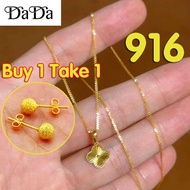 Crazy2 titanium 916 stamp original Malaysia gold necklace lucky clover pendant womens wedding jewelr