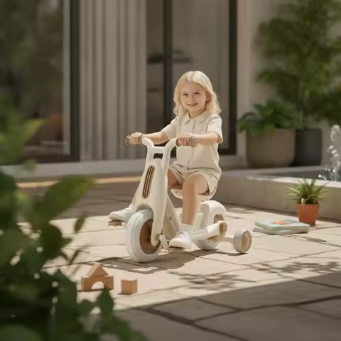 Three-Wheeled Push-Along Tricycle Molded Body Push-Along Tricycle Toddler Trike Contoured Seat Footr