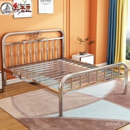 D-H 304Stainless Steel Bed1.2M Single Double Bed Steel Frame Bed Simple Rental Apartment Iron Frame Metal Iron Bed TIFA