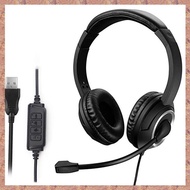 (ZAER) Wired USB Headset Call Center Headset with Microphone Game Noise Canceling Over-Ear Headphone