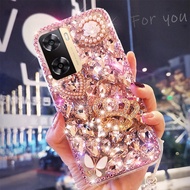 Bling Glitter Phone Case Oppo A78 5G A77s A17 A17K A57 2022 A78 5G A96 A76 A95 Shiny Casing A55 A95 A74 5G A54 Phone Case 3D Rhinestone Pearl Crown Glitter Shiny Phone Case