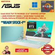 #AT191 Used Gaming ASUS TUF FA506QE AMD Ryzen 7-5800H 16GB RAM 512GB SSD Nvidia RTX3050Ti RTX 3050Ti