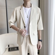 Spring Men's Three-Quarter Sleeve Suit Suit Classy Jacket Thin Casual Small Suit All-Match Ankle-Len