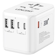 Lencent Gan III 65W/75W/100W Universal Travel Adapter เครื่องชาร์จนานาชาติที่มีพอร์ต USB 2 พอร์ตและ 