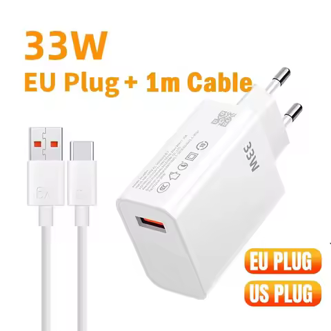 33W Charger QC 3.0 Quick Charging 6A Fast Turbo Charger Mobile Phone Charger Adapter USB Type C Cabl
