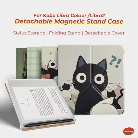Twosheep Cute Illustration Magnetic Detachable Case suit for Kobo Libra Colour, Kobo Libra2 Pen Hold
