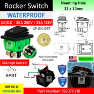30A 250V Waterproof [AC DC] 4 Pin / 6 Pin DPST DPDT KCD4 Rocker Switch, Suis Rocker, AC ON OFF Switc